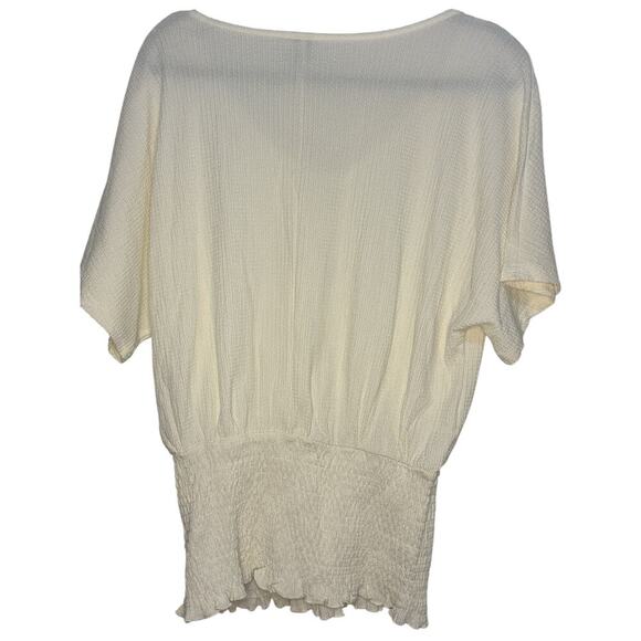 Beige Shirred Waist V-Neck- Top XL-(US 12–14) - Picture 4 of 6